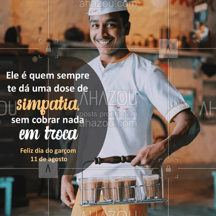 posts, legendas e frases de assuntos variados de gastronomia para whatsapp, instagram e facebook: Agradecemos o cuidado e carinho de todos os garçons do Brasil. #ahazoutaste #diadogarçom  #gastronomia