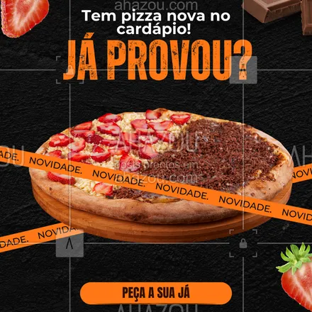posts, legendas e frases de para whatsapp, instagram e facebook: Se você ama novidade, essa é pra você!
Chegou nossa nova pizza especial da casa, com uma combinação única de sabores.
Bora experimentar?
#novidadenapizza #pizzadiferente #sabornovo #experimentepizza #novocardápio #pizzaespecial