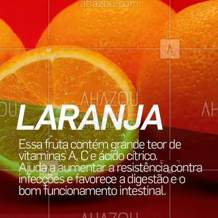 posts, legendas e frases de nutrição para whatsapp, instagram e facebook: Fique de olho nos benefícios dessa fruta! ? #laranja #frutas #beneficios #ahazou #saude #bemestar