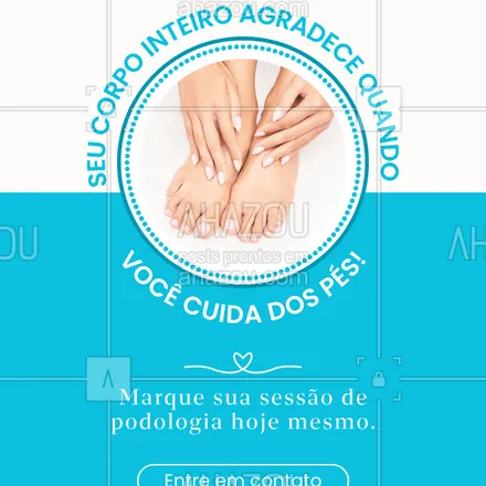 posts, legendas e frases de podologia para whatsapp, instagram e facebook: Você sabia que seus pés suportam todo o seu peso e impacto do dia a dia?
A podologia é essencial para quem quer mais qualidade de vida e saúde.
Bora cuidar de quem te sustenta?
#podologiaestetica #pessaudavel #tratamentopodal #péssemcalos #vidasaudavel #saudedospes