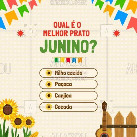 posts, legendas e frases de para whatsapp, instagram e facebook: Comenta aqui 👇
🌽 Milho cozido
🥜 Paçoca
🍧 Canjica
🥥 Cocada
#enquetejunina #saboresdoarraiá #festaJunina2025
