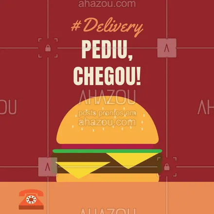 posts, legendas e frases de hamburguer para whatsapp, instagram e facebook: Não fique na vontade, peça no Delivery e tenha o sabor da hamburgueria de verdade em sua casa. #delivery #hamburguer #ahazou #hamburgueria #loucosporburger