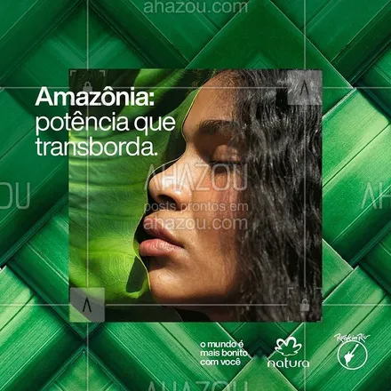 posts, legendas e frases de natura para whatsapp, instagram e facebook: Para conhecer a Amazônia de verdade, precisamos ir muito além das notícias que estamos acostumados a ver.
É necessário expandir o olhar e sentir na pele: Amazônia é cultura, diversidade, inspiração e sabedoria que transformam.
Há mais de 20 anos, a Natura tem um compromisso com a floresta e toda a vida que pulsa nela. Queremos ver a Amazônia transbordando essa potência e, por isso, te convidamos a sentir plenamente tudo que ela é.

No Rock in Rio Brasil 2022 e sempre, #TransbordeAmazônia.

#NaturaNoRockinRio

#DescriçãoDeImagem: O post é uma imagem estática. No centro, está a foto de uma mulher com uma folha verde cobrindo metade do rosto e delineando seu perfil. A foto está cercada por uma moldura com uma textura quadriculada e verde, lembrando a textura de uma folha. No canto superior esquerdo, está a frase “Amazônia: potência que transborda.” e, no canto inferior direito, da esquerda para a direita, estão a frase “o mundo é mais bonito com você”, o logo da Natura e o do Rock in Rio. #AhazouNatura #ahazourevenda
