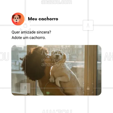 posts, legendas e frases de dog walker & petsitter, veterinário, petshop, assuntos variados de Pets para whatsapp, instagram e facebook: Quer amizade sincera? Adote um cachorro. 🐶💞 Eles são leais, verdadeiros e sempre prontos para oferecer amor incondicional. Se você está buscando um amigo que nunca vai te decepcionar e que vai estar ao seu lado nos melhores e piores momentos, um cachorro é a escolha certa. Eles têm uma maneira única de fazer a vida mais feliz e completa. 🌟🐾 #AmizadeSincera #AdoteUmCachorro #AmorCanino #Fidelidade #MelhorAmigo #AhazouPet