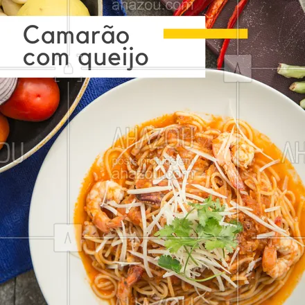 posts, legendas e frases de à la carte & self service para whatsapp, instagram e facebook: Venha experimentar nosso delicioso prato de camarão com queijo! Hmmm ? #camaraocomqueijo #ahazoutaste #camarao 