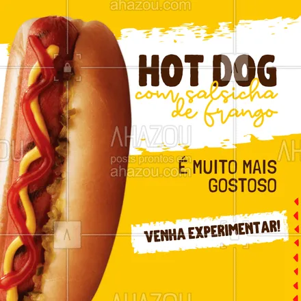 posts, legendas e frases de hot dog  para whatsapp, instagram e facebook: Hot dog com salsicha de frango é uma delícia.
Venha experimentar!
#ahazoutaste #cachorroquente  #food  #hotdoggourmet  #hotdoglovers  #hotdog 
