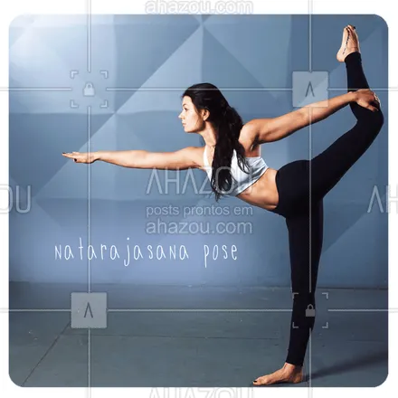posts, legendas e frases de yoga para whatsapp, instagram e facebook: Natarajasana, Pose do Senhor da Dança ou Pose do Dançarino é um asana em pé, equilibrado e dobrado nas costas na ioga moderna como exercício. É derivado de uma pose na forma clássica de dança indiana Bharatnatyam, que é retratada em estátuas do templo no Templo Nataraja, Chidambaram.
#yoga #yogapose #ahazouyoga