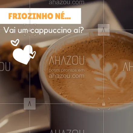 posts, legendas e frases de cafés para whatsapp, instagram e facebook: Friozinho bom para tomar um cappuccino! #cappuccino #café #ahazoucafe #cafeteria #frio