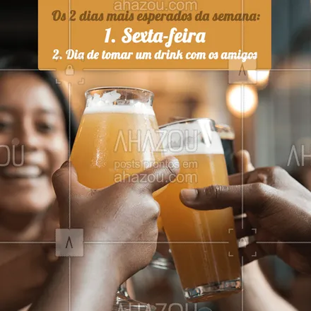 posts, legendas e frases de bares para whatsapp, instagram e facebook: Sextou! É dia de tomar aquele drink e se divertir ? #bares #ahazoutaste #sextafeira