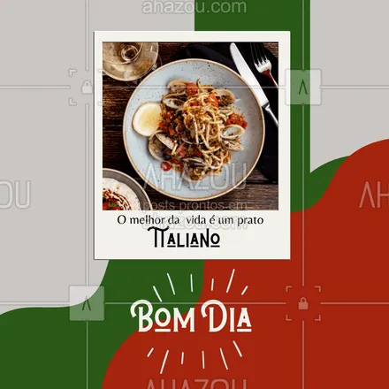 posts, legendas e frases de cozinha italiana para whatsapp, instagram e facebook: Aproveita uma vida mais saborosa na companhia da culinária italiana. Gastronomia cultural e feita com muito carinho para você. 
#ahazoutaste #comidaitaliana  #cozinhaitaliana  #italianfood  #italy  #massas  #pasta  #restauranteitaliano 