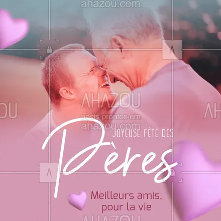 posts, legendas e frases de línguas estrangeiras para whatsapp, instagram e facebook: Feliz dia dos pais! Melhores amigos para a vida!💜 #AhazouEdu #diadospais #fêtedesPères #frances #l'amour  #aulasdefrances