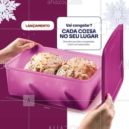 posts, legendas e frases de tupperware para whatsapp, instagram e facebook: Precisa congelar grandes porções de alimento? Então a nova linha FREEZER LINE 5,7 L é ideal para você. 
#ahazourevenda #ahazoutupperware