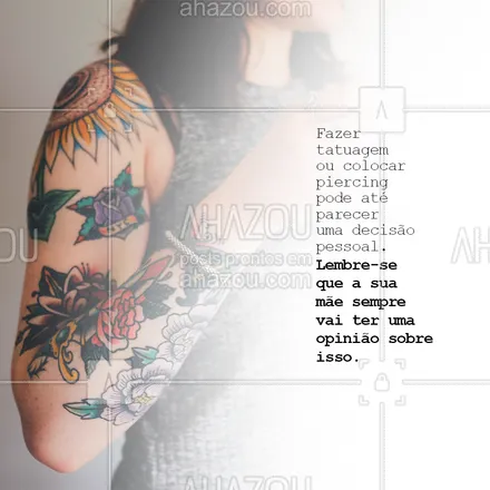 posts, legendas e frases de estúdios, tatuadores & body piercer para whatsapp, instagram e facebook: Não importa a idade, as nossas mães sempre irão ter uma opinião sobre as tatuagens ou piercings com exceção de algumas que fazem junto, é claro.😂  #engraçado #meme #postengraçado #tatuagem #piercing #bodystudio #tattoo #AhazouInk