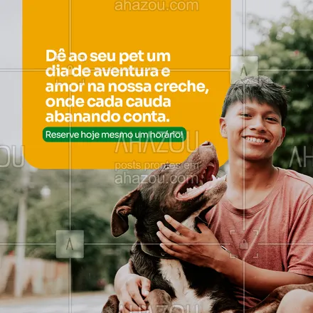 posts, legendas e frases de petshop para whatsapp, instagram e facebook: Dê ao seu pet um dia repleto de aventura e amor na nossa creche, onde a felicidade dele é o que importa. Proporcione momentos inesquecíveis para o seu peludo, um dia digno de latidos felizes. 🐶💖 Para mais informações e agendamentos, entre em contato conosco: 📞 [Espaço para contato] #AhazouPack #pet #crechepet #cuidadospet #animais #dog #clientes #AhazouPet