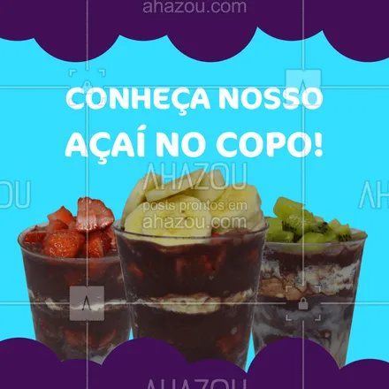 posts, legendas e frases de gelados & açaiteria para whatsapp, instagram e facebook: Podemos garantir que você vai se apaixonar pelo sabor do nosso açaí no copo! Faça seu pedido e comprove. ? #açaí #açaíteria #ahazoutaste #açaínocopo #gelados