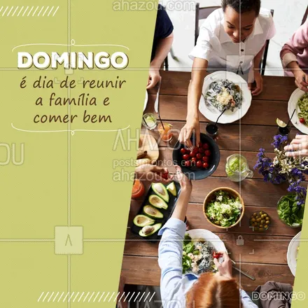 posts, legendas e frases de assuntos variados de gastronomia para whatsapp, instagram e facebook: Domingo é um dia especial e pede comida gostosa com a família! Estamos esperando vocês <3 #ahazoutaste #pastalovers