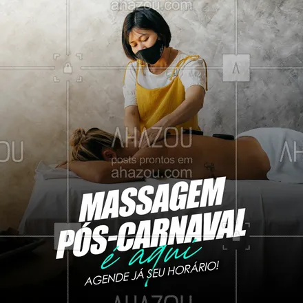 posts, legendas e frases de massoterapia para whatsapp, instagram e facebook: Você cai na folia e nós cuidamos de você depois. Agende já sua massagem pós-carnaval. 💆🏻‍♀️💜 #AhazouSaude #massagem #massoterapeuta #massoterapia #relax #carnaval