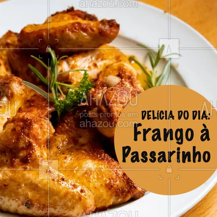 posts, legendas e frases de comidas variadas para whatsapp, instagram e facebook: Quem aí ama um frango à passarinho? ❤️ Esse é um clássico! #frango #ahazoutaste #frangoapassarinho 