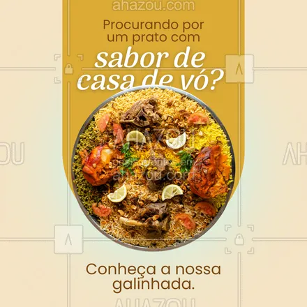 posts, legendas e frases de comidas variadas para whatsapp, instagram e facebook: 🍗 Deixamos muitas avós felizes por aí com o sabor da nossa galinhada. 

Experimente!

📲 Delivery: (inserir contato ou direcionar para a bio).
📍 Nosso endereço: (inserir endereço).
⏰ (Inserir horário de funcionamento).

#AhazouTaste #Gastronomia #Galinhada #ComidaBrasileira #GastronomiaBrasileira #Gastro #Frango #Restaurante #Cardapio

