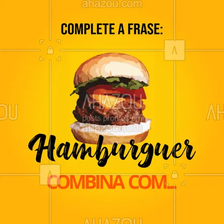 posts, legendas e frases de hamburguer para whatsapp, instagram e facebook: E aí? O que você mais gosta de saborear junto com o seu burguer? ? #hamburguer #ahazoutaste #hamburgueria