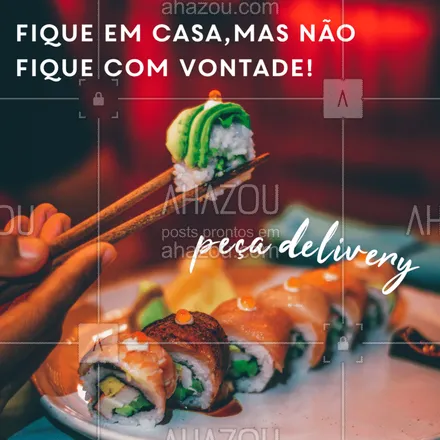 posts, legendas e frases de cozinha japonesa para whatsapp, instagram e facebook: Bateu aquela vontade de comer um japa? Não fique na vontade, peça pela whats e entregamos para você!

#japones #ahazoutaste #delivery #quarentena