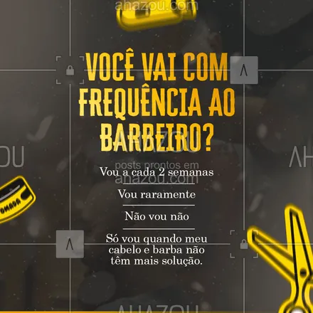posts, legendas e frases de barbearia para whatsapp, instagram e facebook: E você, vai ao barbeiro com frequência ou é do time que vai a cada 6 meses 😐🥲🤣🤣? Comente aqui embaixo!
#AhazouBeauty #barba  #barbearia  #cuidadoscomabarba  #barbeiro  #barbeiromoderno  #barber  #barbeirosbrasil  #barberLife  #barberShop  #barbershop  #brasilbarbers 