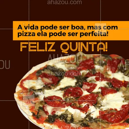posts, legendas e frases de pizzaria para whatsapp, instagram e facebook: Com pizza não tem dia ruim! Peça a sua e espante já os males. 🤩🍕 #ahazoutaste #pizza  #pizzalife  #pizzalovers  #pizzaria 