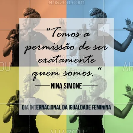 posts, legendas e frases de posts para todos para whatsapp, instagram e facebook: Nina Simone (1933-2003) foi uma cantora, compositora e pianista. Mulher negra que lutou contra o racismo e em diversas lutas e movimentos pelos direitos civis dos negros americanos. Teve sua carreira prejudicada pelo seu ativismo político, mas nunca deixou de lutar pelo que acreditava. #frasesdemulherespoderosas #diainternacionaldaigualdadefeminina #ahazou #motivacional