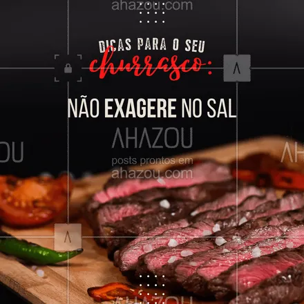 posts, legendas e frases de açougue & churrasco para whatsapp, instagram e facebook: Para garantir uma carne saborosa, aposte no sal grosso. Caso a carne seja maior, use sal grosso em peças maiores. Se for menor, use pedras menores. Uma boa dica é bater o sal no liquidificador. Na hora de salgar a carne, não se esqueça de eliminar o excesso de sal com as mãos!
#dicasdechurrasco #churrasco #ahazoutaste #barbecue  #bbq  #açougue  #churrascoterapia 