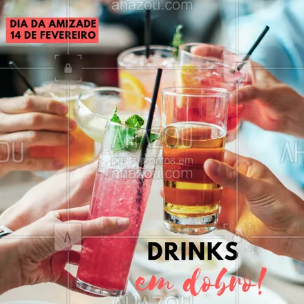 posts, legendas e frases de bares para whatsapp, instagram e facebook: Dia da amizade pede comemoração e pede drink EM DOBRO! ❤️️ #diadaamizade #drink #ahazou #amigos