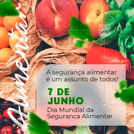 posts, legendas e frases de nutrição para whatsapp, instagram e facebook: A segurança alimentar trabalha para garantir o direito de todo ser humano de se alimentar corretamente, por isso é muito importante usarmos essa data para conscientizar sobre a sua importância! ?? 
#segurancaalimentar #diadasegurancaalimentar #AhazouSaude #alimentacaosaudavel #nutricao