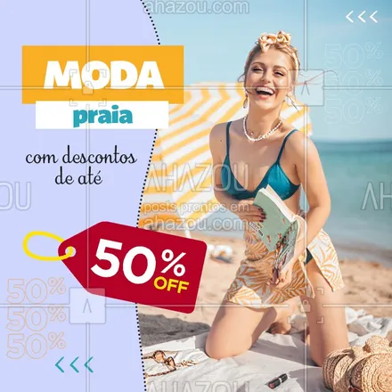 posts, legendas e frases de moda praia para whatsapp, instagram e facebook: Estamos com descontos imperdíveis em moda praia, aproveite em quanto durar o estoque! Venha já conferir uma peça mais linda que a outra. #ModaPraia #Ahazou #Promo 