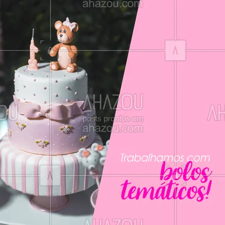 posts, legendas e frases de confeitaria para whatsapp, instagram e facebook: Que tal um bolo temático para a sua festa? Entre em contato e encomende o seu! #bolo #bolotematico #ahazoutaste #confeitaria #confeitariaartesanal #bolosdecorados 