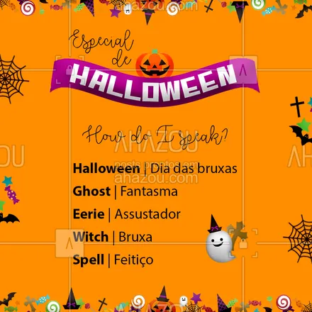 posts, legendas e frases de línguas estrangeiras para whatsapp, instagram e facebook: Você já conhecia essas palavras in english? ?? #Halloween #English #AhazouEdu #aulasdeingles #AhazouEdu 