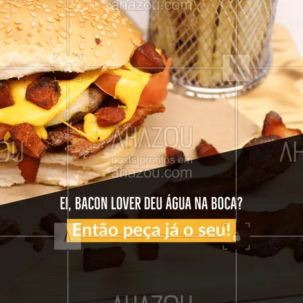 posts, legendas e frases de hamburguer para whatsapp, instagram e facebook: Não passe vontade, passe o cartão. Peça já o seu x-bacon ??! #hamburgueriaartesanal #hamburgueria #burgerlovers #ahazoutaste #burger #artesanal #bacon #xbacon #promoçao