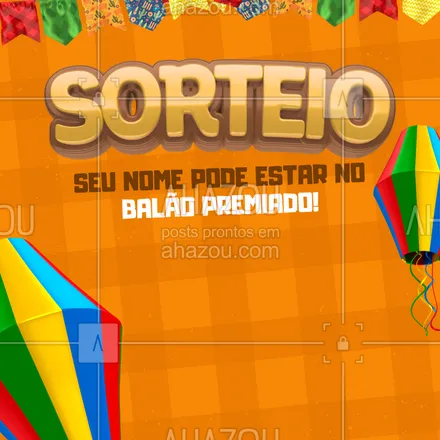 posts, legendas e frases de posts para todos para whatsapp, instagram e facebook: Corre participar do nosso sorteio e levar pra casa um presente surpresa!
🔥 Vai perder essa?
#sorteioarraia #festacombrinde #participe