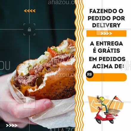 posts, legendas e frases de hamburguer para whatsapp, instagram e facebook: Para você não sair de casa temos promo na entrega por delivery. Faça já seu pedido! #Delivery #Ahazou #Burger  #Hambúrguer 