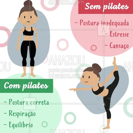 posts, legendas e frases de pilates para whatsapp, instagram e facebook: Faça Pilates e tenha mais qualidade de vida! #pilates #ahazou #pilatesbrasil #pilateslovers 