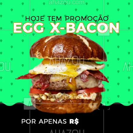 posts, legendas e frases de hamburguer para whatsapp, instagram e facebook: Começou a época de promoções. A promoção de hoje é Egg X-Bacon por apenas R$......
Aproveite ! Peça agora
#ahazoutaste #burger #promocao #comer #instafood