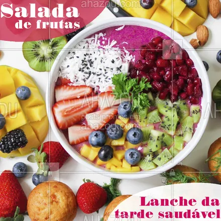 posts, legendas e frases de saudável & vegetariano para whatsapp, instagram e facebook: Que tal um lanchinho saudável e delicioso? Aposte na salada de frutas! #saladadefruta #ahazou #frutaria #frutas