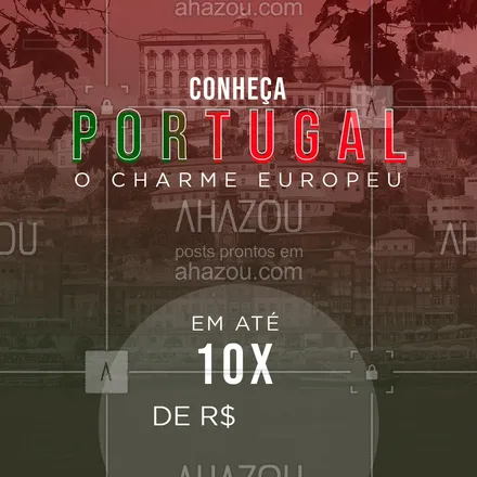 posts, legendas e frases de agências & agentes de viagem para whatsapp, instagram e facebook: Nunca foi tão fácil conhecer os charmes de Portugal. Aproveite nossos pacotes promocionais em até 10 X de [$]. ?✈ #viageminternacional #viagens #viagem #AhazouTravel 