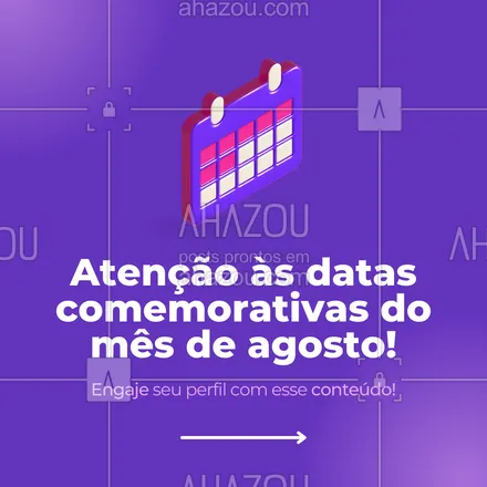 posts, legendas e frases de marketing digital para whatsapp, instagram e facebook: As datas comemorativas de agosto são excelentes para aumentar seu engajamento e vender seus produtos! Utilize esse post de apoio para fazer suas publicações! Gostou da dica? #AhazouMktDigital #marketing #marketingdigital #mktdigital #redessociais #socialmedia #AhazouMktDigital 