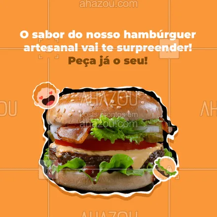 posts, legendas e frases de hamburguer para whatsapp, instagram e facebook: Os melhores ingredientes combinados em um delicioso hambúrguer artesanal, garantem uma explosão de sabores incríveis! Entre em contato e peça o seu, você vai se surpreender! #hamburgueriaartesanal #hamburgueria #burgerlovers #ahazoutaste #burger #artesanal #hamburguerartesanal #ahazoutaste 