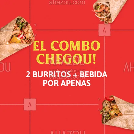 posts, legendas e frases de cozinha mexicana para whatsapp, instagram e facebook: Venha experimentar nossos deliciosos combos de comida mexicana!  🌵🌯
#ahazoutaste #comidamexicana  #cozinhamexicana  #vivamexico  #texmex  #nachos 