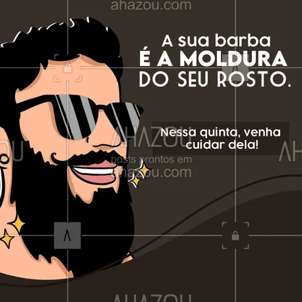 posts, legendas e frases de barbearia para whatsapp, instagram e facebook: Uma barba bonita é uma barba bem cuidada. Bora cuidar da sua? 😎
#AhazouBeauty #barba  #barbearia  #barbeiro  #barbeirosbrasil  #barberShop 