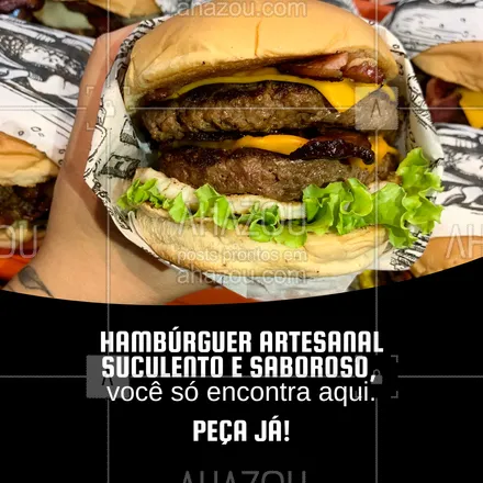 posts, legendas e frases de hamburguer para whatsapp, instagram e facebook: Alguém aí falou em comer um hambúrguer bem suculento? Nós temos o que você procura, peça já e aproveite. 🍔🥤 #ahazoutaste #artesanal #burger #burgerlovers #hamburgueria #hamburgueriaartesanal 