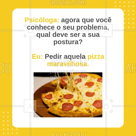 posts, legendas e frases de pizzaria para whatsapp, instagram e facebook: Nada como uma pizza pra esquecer os problemas não é mesmo.??#Ahazou #ahazoutaste #pizza