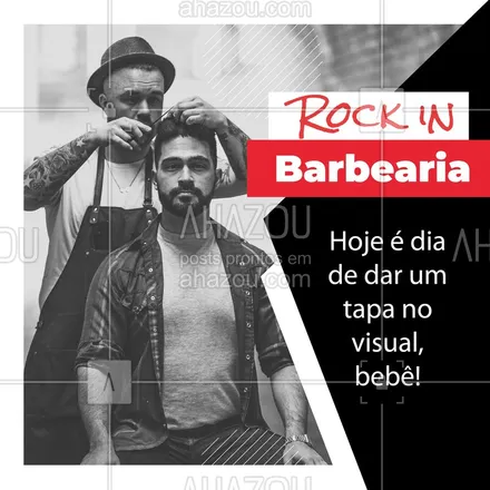 posts, legendas e frases de barbearia para whatsapp, instagram e facebook: Para entrar no clima do Rock in Rio! ?? Bora agendar um horário para ficar galã! ? #rockinrio #ahazou #barbearia #cabelomasculino
