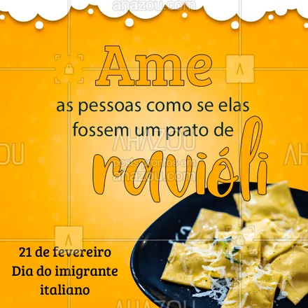 posts, legendas e frases de cozinha italiana para whatsapp, instagram e facebook: Feliz dia do imigrante italiano! O que seriamos sem uma macarronada? ? Agradecemos de coração por fazer parte da nossa história! #ahazoutaste #massas #cozinhaitaliana #italianfood #ahazoutaste #ahazoutaste 