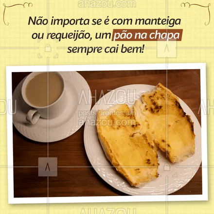 posts, legendas e frases de padaria para whatsapp, instagram e facebook: Para o seu café da manha ser perfeito tem que ter um pãozinho na chapa! Então entre em contato e peça já o seu! #padaria #pãoquentinho #padariaartesanal #ahazoutaste #cafedamanha #panificadora #bakery #confeitaria #pãonachapa #delivery  